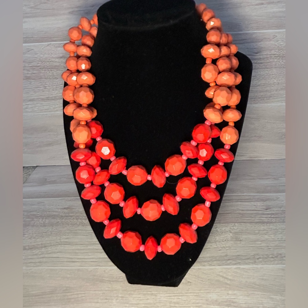 Red and orange statement necklace